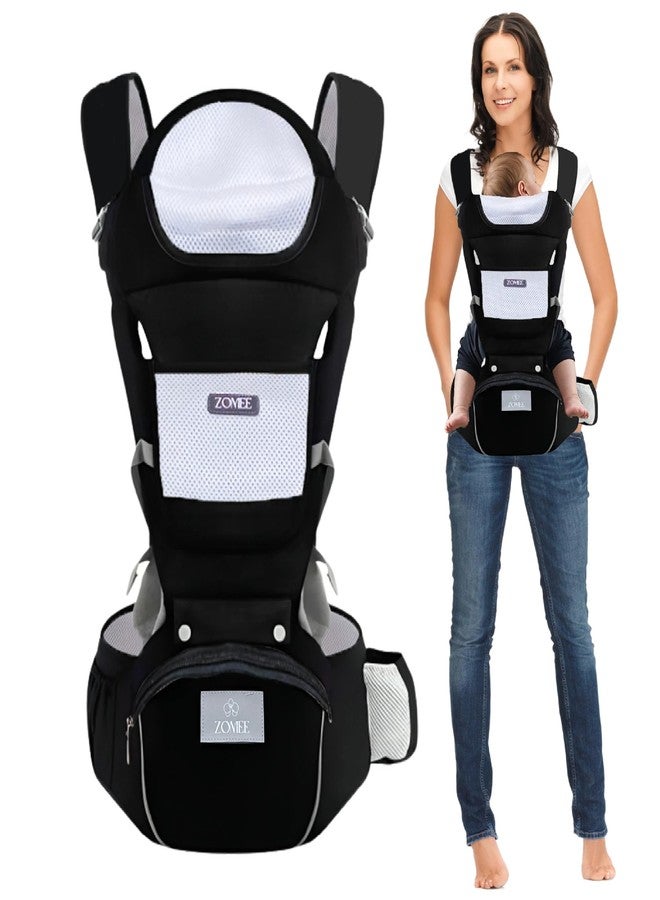 Zomee Baby Carrier with Hip Seat, Breathable Mesh & Adjustable Straps, Multiple Ergonomic Carry Positions for Newborns to Toddlers 0-36 Months, Lightweight with Storage Pockets & Safety Strips - Image 2